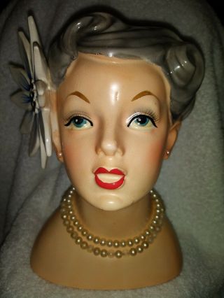 Rare Napco C3141a Esther Williams 7 " Lady Head Vase Headvase Hollywood Vintage