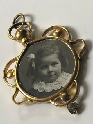 Antique Vintage Victorian Pinchbeck Double Sided Photo Locket Ornate Pendant