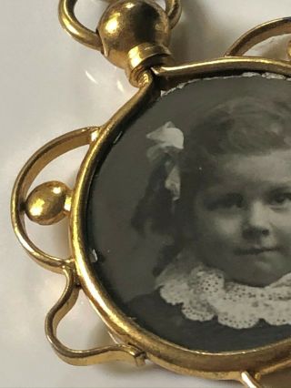 Antique vintage Victorian pinchbeck double sided photo locket ornate pendant 3