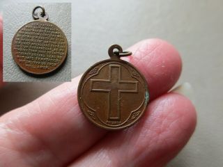 Antique Vintage Victorian Edwardian Lords Prayer Cross Coin Fob Charm Pendant