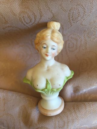 Antique Victorian German Figural Semi Nude “naughty” Cologne Bottle Bisque
