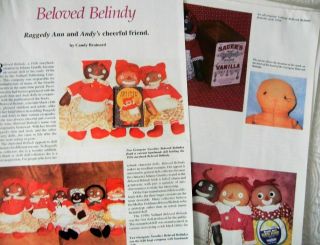 4p History Article & Pics - Antique Beloved Belindy,  Gruelle Black Raggedy Ann