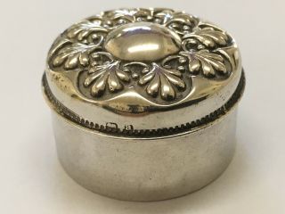 Pretty Victorian Solid Silver Pill Box by Sydney & Co Birmingham 1900 2