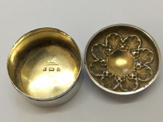 Pretty Victorian Solid Silver Pill Box by Sydney & Co Birmingham 1900 3