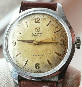 Cyma Triplex Rare Old 1960 " S Swiss Made Mechanical Wrist Watch