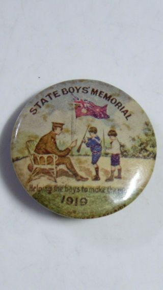 Antique State Boys Memorial Helping The Boys To Make A Man 1919 Day Badge