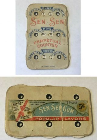 Vtg Antique 1920s Sen Sen Gum Advertising Perpetual Baseball Score Counter Rare