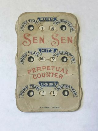 Vtg Antique 1920s Sen Sen Gum Advertising Perpetual Baseball Score Counter Rare 2