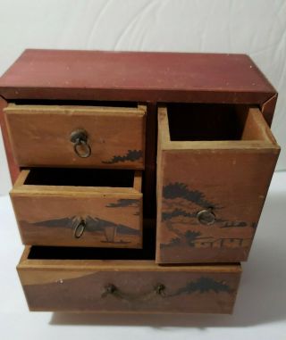 Vintage Wood Dollhouse Chest of Drawers Armoire Japan 4.  75 x 2.  25 x 5 2