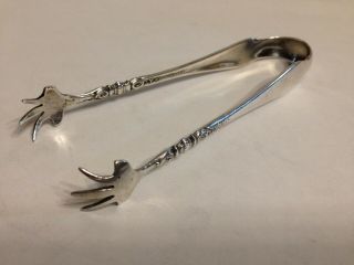 Sterling Silver Hallmarked Vintage Sugar Tongs Patented 5/18/1915