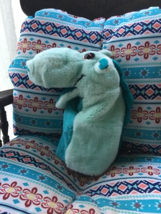 Pumsy Hand Puppet 1989 Vintage Russ Berrie Turquoise Dino Plush Toy Rare