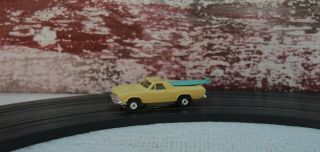 Aurora El Camino Slot Car Ho Scale Yellow With Two Teal Surfboards Rare