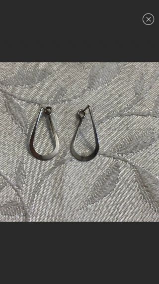 Vtg.  Ed Levin Modernist Rare Sterling Silver Large Teardrop Hoop Pierce Earrings