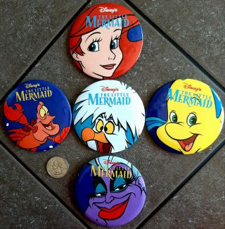 Vintage Disney The Little Mermaid Movie Promo Pins Set Of 5 Rare