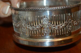 Vintage Elegant Wine Bottle Coaster 4” Silver Plated On Copper Sheffield England
