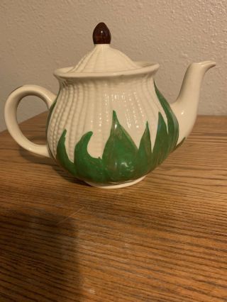 Rare Shawnee Pottery Usa White Corn King Teapot/tea Pot & Lid