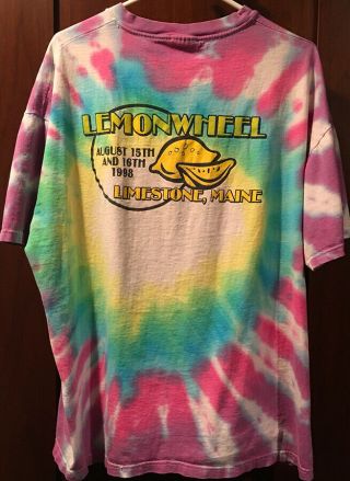 Phish Lemonwheel 1998 Tie Dye T Shirt Authentic Vintage VERY RARE Limestone,  ME 2