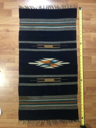 Rare Chimayo Native Rug/weaving Indigo Blue,  37 " X 19 "