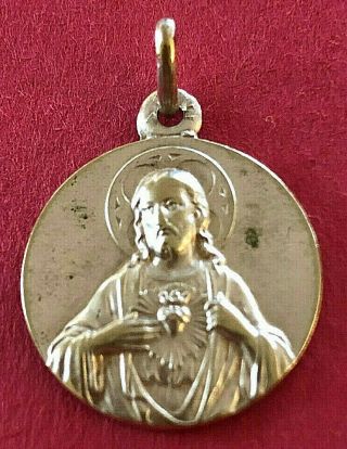 Antique Catholic Religious Medal - Sacred Heart Of Jesus Have Mercy // Carmeli