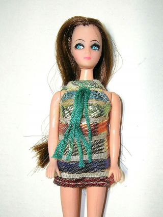 Vintage Dawn Dancing Longlocks Doll W/ Striped Mini Outfit 791 Topper 6 " Figure