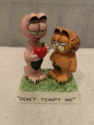 1983 Vtg Garfield And Arlene Enesco Figurine Don’t Tempt Me Garden Of Eden Rare
