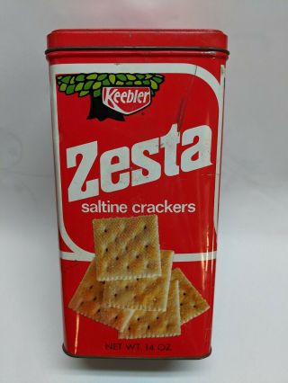 Rare Vintage 1971 - Keebler Zesta Saltine Cracker Red Tin English & Spanish