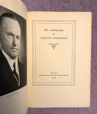 Calvin Coolidge Autobiography Of Calvin Coolidge - 1st Ed (1929) Rare President