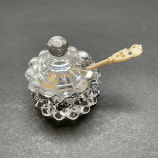 Clear Glass Salt Cellar With Lid And Bone Spoon With Elephant