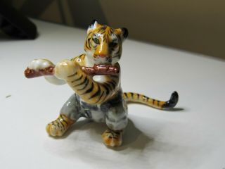 Northern Rose Miniature Rare Hand Painted Porcelain Tiger With Flute And Pants