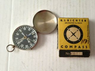 Vintage Nos Pocket Watch Style Compass R.  J.  Richter Boxed Made In W.  Germany