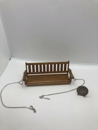 Dollhouse Miniature Wooden Porch Swing With Chain