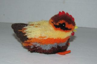 Vintage Steiff Pom Pom Chicken Made In Germany With Button & Tag