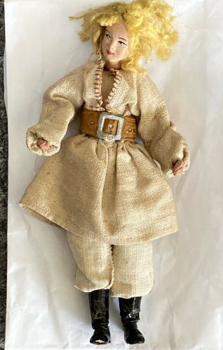 Vintage Dollhouse Miniature Artisan Composite Hand Painted Doll ?