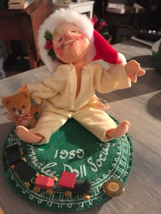 Vintage 1989 Annalee Doll Society Little Christmas Boy And Train 9638 With Pin