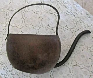 Antique Vtg Copper Indoor Watering Can With Long Spout