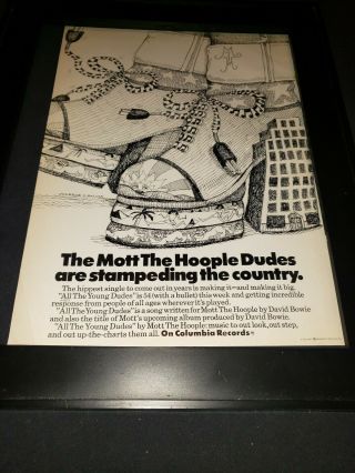Mott The Hoople All The Young Dudes Rare Promo Poster Ad Framed
