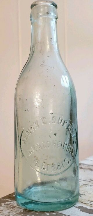 Vintage Rare Circle Slug Henry C.  Duensing Soda Bottle Chicago Heights Illinois
