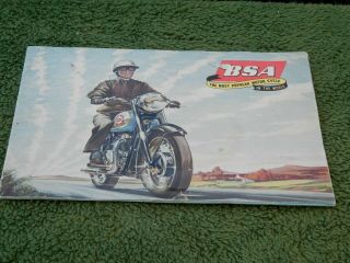 Rare Vintage Bsa Motorcycle Dealer Color Brochure 1958?