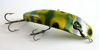 Vintage Helin Flatfish U20 Crankbait Fishing Lure,  Green Frog Color