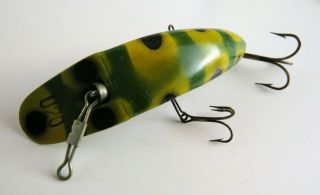 Vintage Helin Flatfish U20 Crankbait Fishing Lure,  Green Frog Color 3