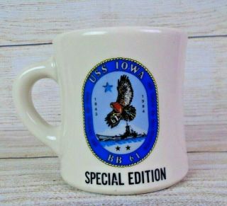 Rare Vintage Special Edition Uss Iowa Bb - 61 Heavy Coffee Cup Mug By Mil - Art Usn