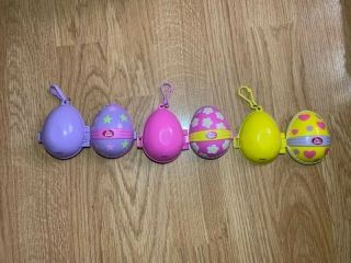 2002 Polly Pocket Vintage Easter Eggs: Pink,  Yellow,  And Lavender With 3 Dolls.