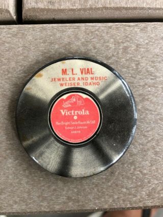 Antique Victor Victrola Record Round Celluloid Pocket Mirror