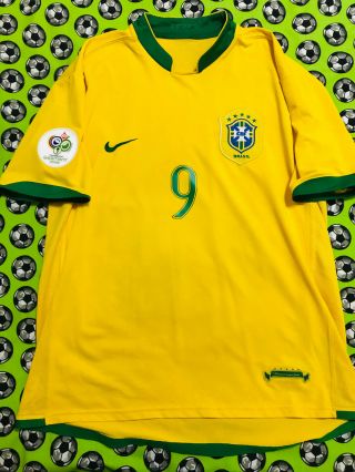 VERY RARE Nike Brazil Brasil Home Soccer Football Jersey World Cup 2006 Ronaldo 2