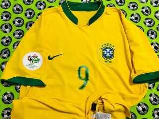 VERY RARE Nike Brazil Brasil Home Soccer Football Jersey World Cup 2006 Ronaldo 3