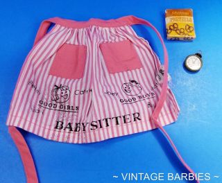 Barbie Doll Babysits 953 Apron Clock & Pretzel Box Vintage 1960 
