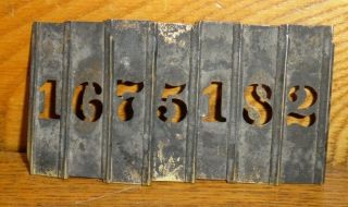 Vintage / Antique Brass Number Stencils - 9/16 " Tall Numbers - 1 2 5 6 7 8