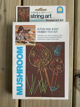 Open Door Art Vintage Mushroom Snail String Kit 5” X 7” 70’s Wall Art Craft Rare