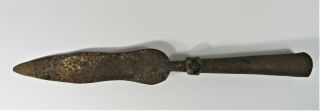 Medieval Antique Iron Spear Head W Bronze Band