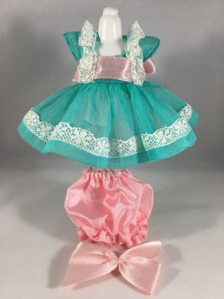 Vintage Vogue Tag Ginny Turquoise Dress W - Lace & Pink Ribbon,  Bloomers &hair Bow
